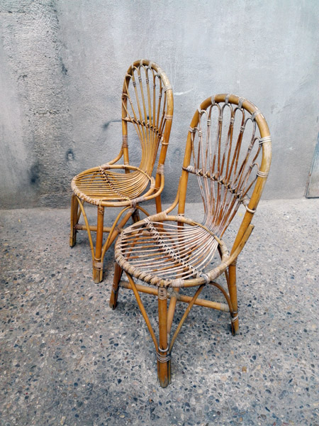 silla conjunto bambu desgastado 42-93x52x60 44-94.5x43x44 (22eu) 2u